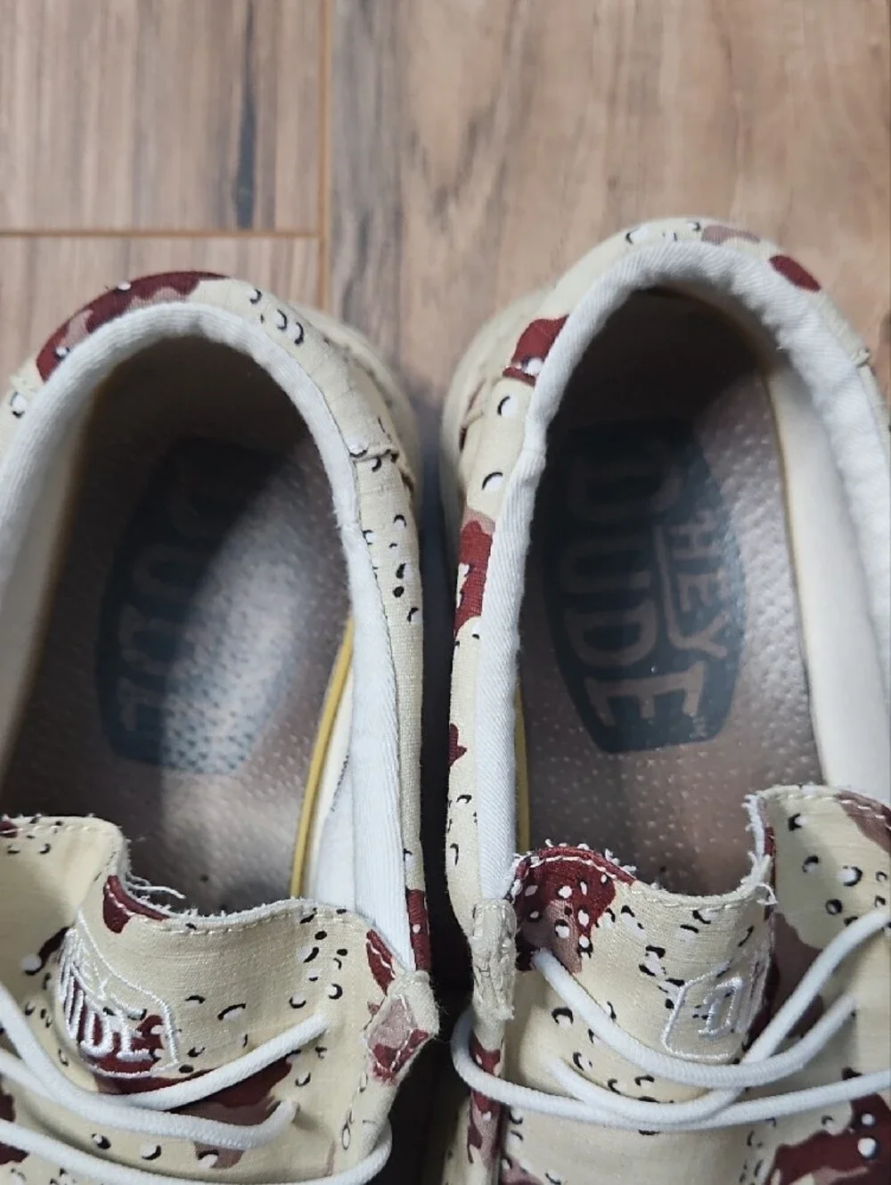 Hey Dude Men's Slip-On Loafers in Cream & Brown Desert Camo 8